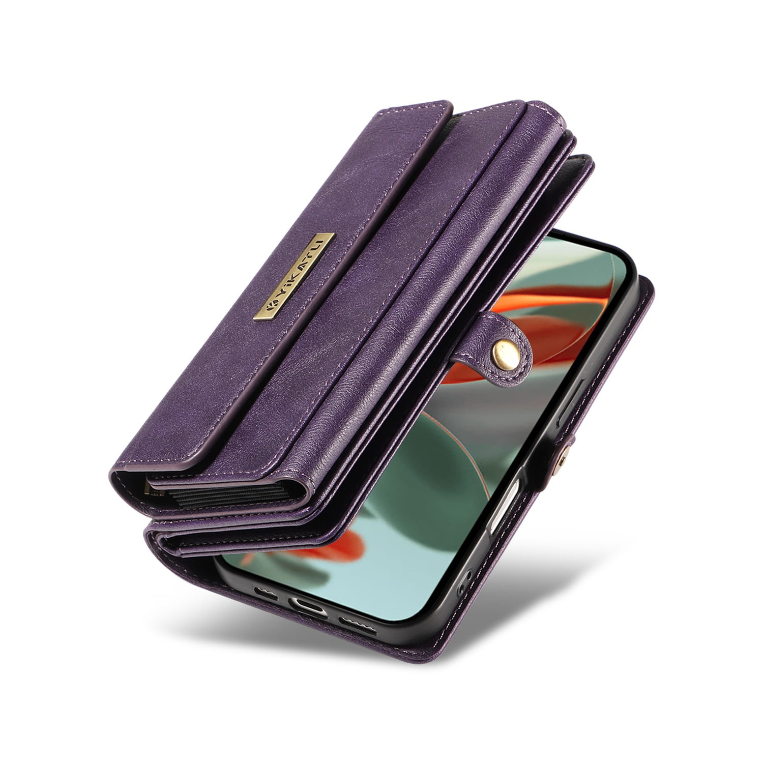 Dteck Wallet Case for iPhone 11 Pro Max, RFID Blocking Card Holder PU Leather Crossbody Strap Magnetic Snap Zipper Purse Shockproof Phone Cover,Purple