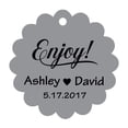 thumbnail image 1 of 100 PCS Enjoy! Customized Scallop Edges Hang Tags Personalized Wedding Favor Gift Paper Tags, 1 of 1