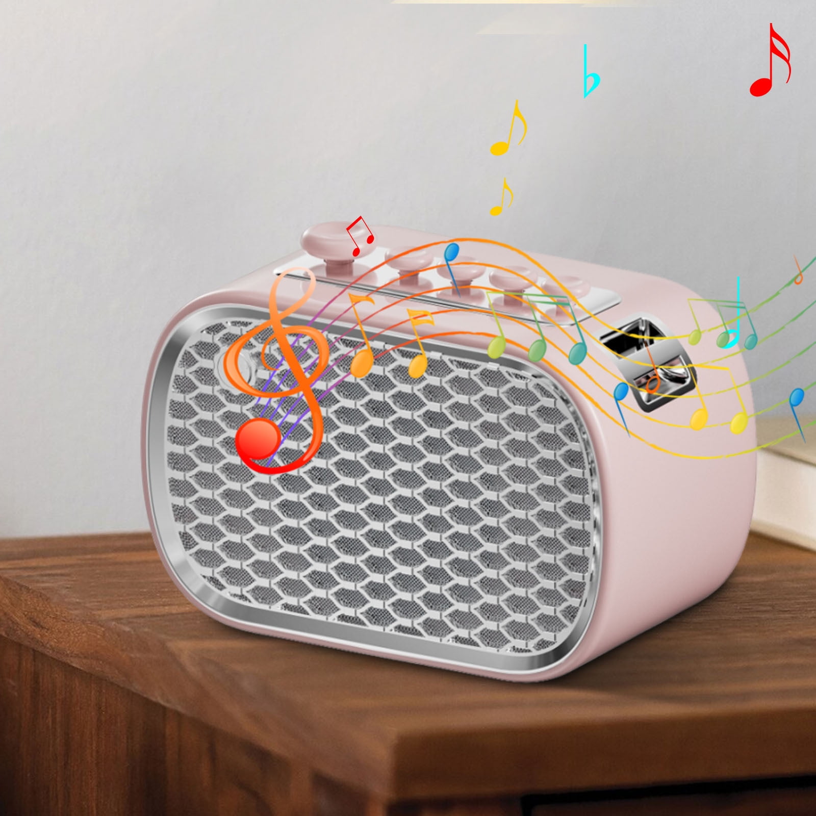 Nkmbld Outdoor Stereo Speakers Multifunction Sleep Meter White Noise Speaker FM Wireless Bluetooth Computer Home Bedside Desktop Audio, Pink
