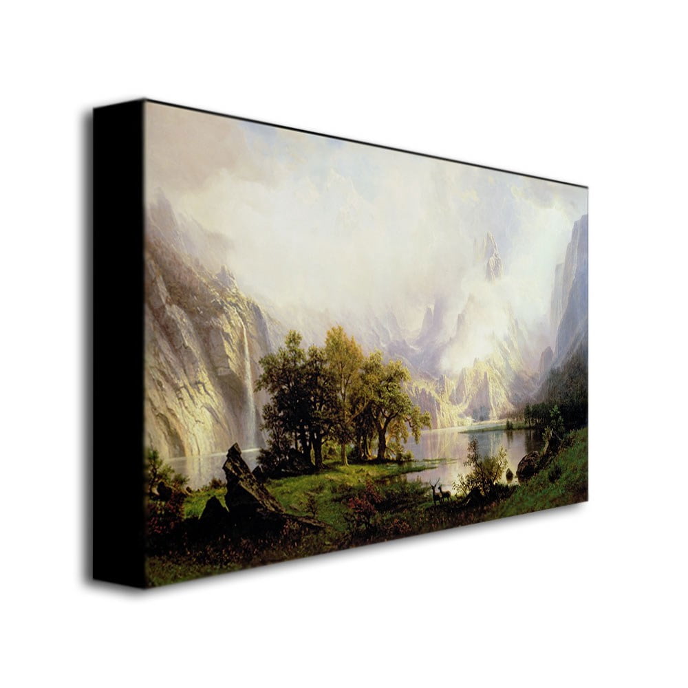 Trademark Fine Art "Rocky Mountian Landscape, 1870" Canvas Wall Art by Albert Biersdant