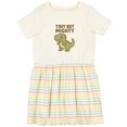 thumbnail image 3 of Inktastic Tiny but Mighty Dinosaur Cartoon Design Girls Toddler Dress, 3 of 5