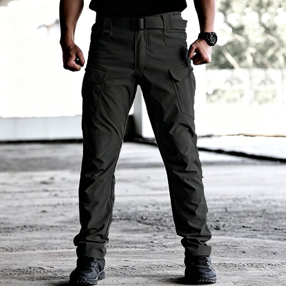 Men's Lightweight Cargo Pants Multi-Pocket Straight Leg Stretch Outdoor Work Trousers