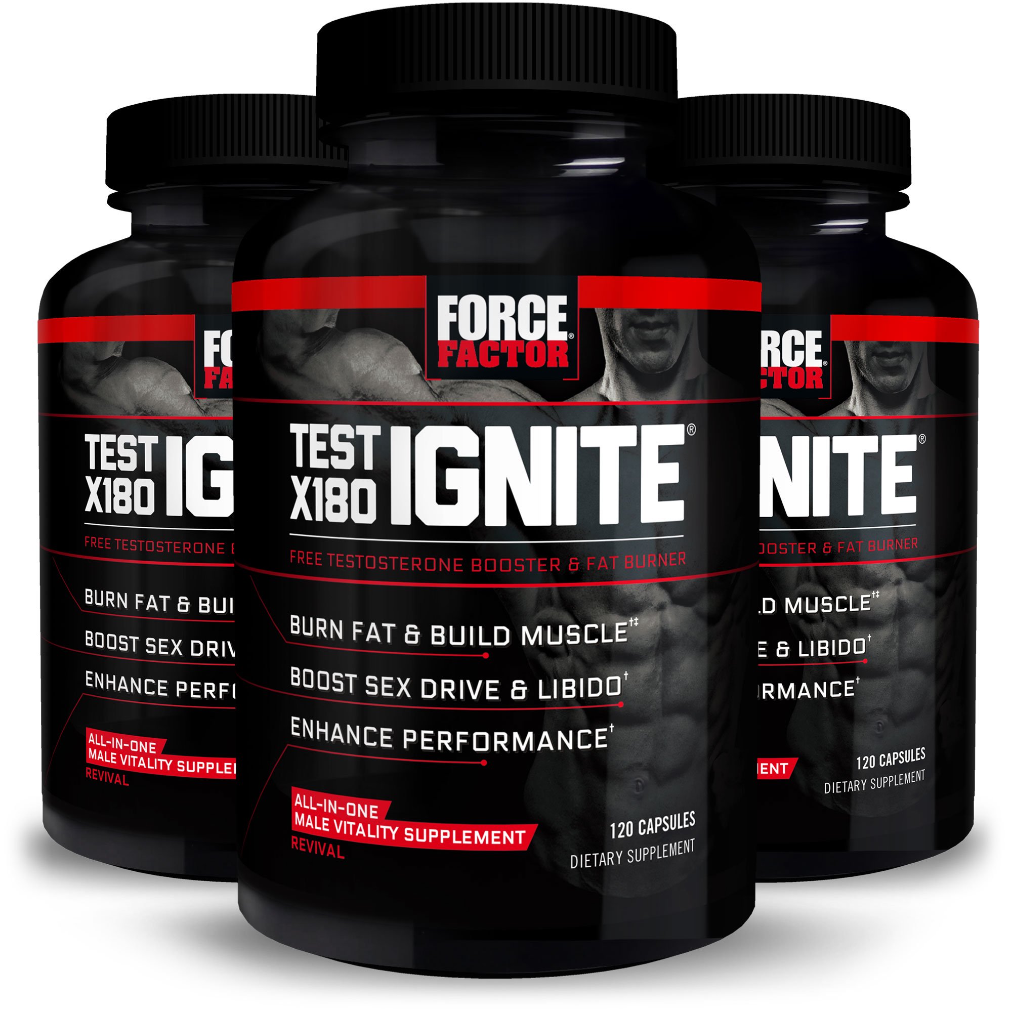 (3 pack) (3 pack) Force Factor Test X180 Ignite Testosterone Booster, 120 Ct