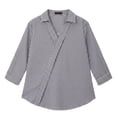 thumbnail image 5 of Fantaslook Striped Tops for Womens 3/4 Sleeve V Neck Shirts Dressy Casual Business Work Blouses Trendy Lapel Tops, 5 of 9