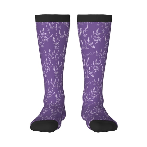 Fotbe Lavender Flowers Calcetas Divertidas Estampadas para Hombre y Mujer, Calcetas de Algodón hasta la Rodilla para Caminar, Correr, Enfermería y Embarazo