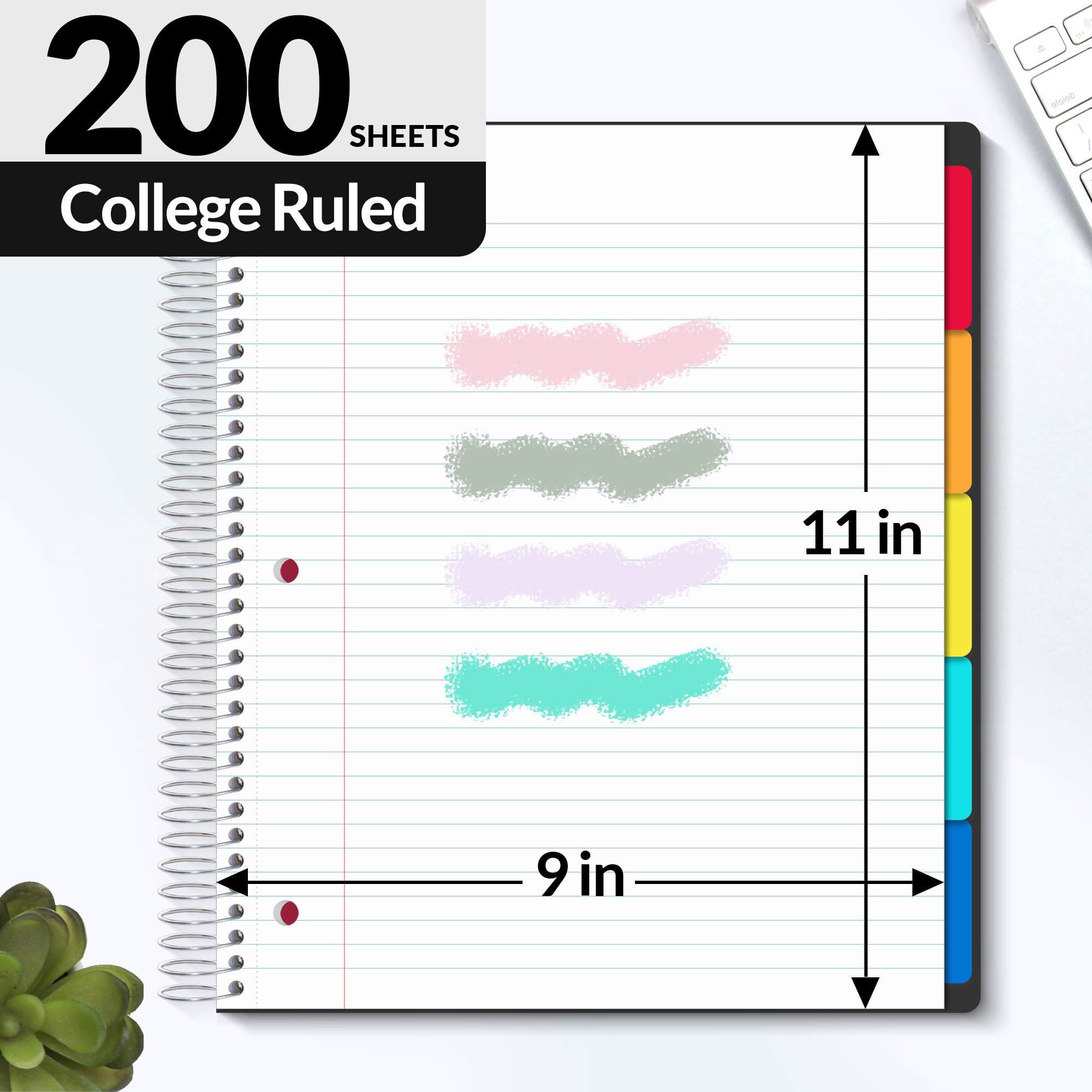 Sunee 5-Subject Spiral Notebook, College Ruled, 400 Pages photo 6