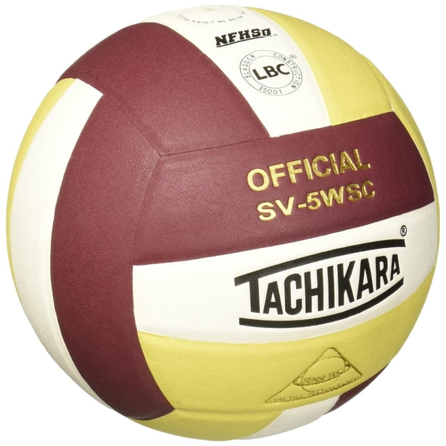 Balón de Voleibol Tachikara Sensi-Tec Cardinal White Vegas Gold de Alto Rendimiento