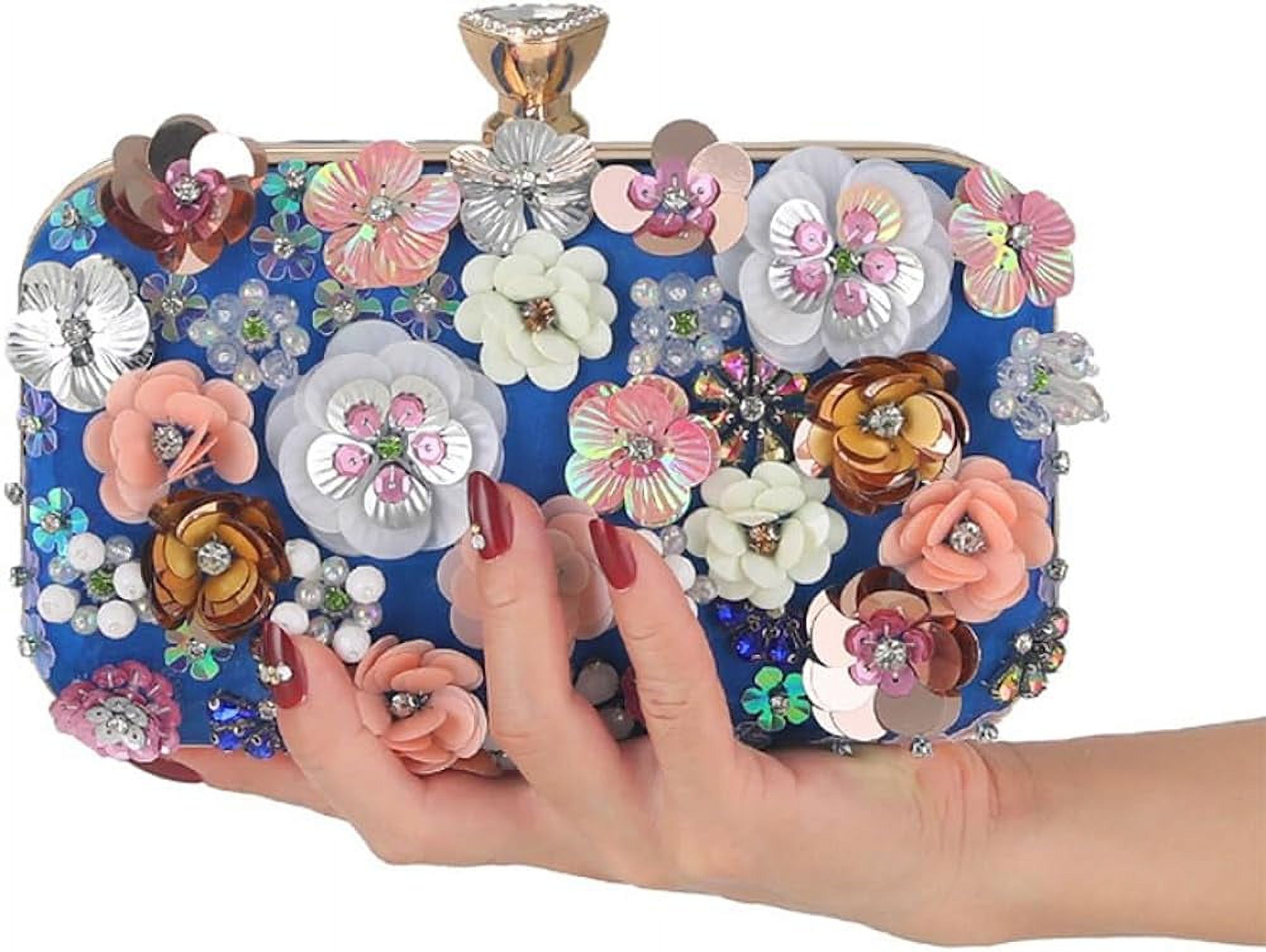 Euphrates Beaded Floral Evening Clutch Purse photo 3