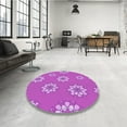 thumbnail image 4 of Ahgly Company Machine Washable Indoor Square Transitional Fuchsia or Magenta Purple Area Rugs, 7' Square, 4 of 7