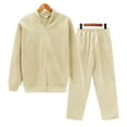 thumbnail image 2 of Breezora Women's Casual Hooded Sweatshirt and Pants Set Comfortable Sporty Two Piece Lounge Wear XXXL Size Beige, 2 of 9