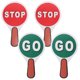thumbnail image 1 of Juego de 2 señales de stop y go, de mano, de doble cara, rojas y verdes, de PVC, impermeables, para la enseñanza de la seguridad vial, 1 of 7