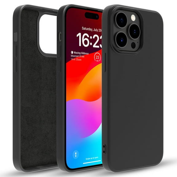 Elegant Choise Case for iPhone 15 Pro Max/15 Pro/15 Plus/15 Liquid Silicone Phone Cover, Black