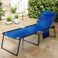 thumbnail image 4 of Costway 2 PCS Oversize Folding Chaise Lounge with Adjustable Backrest Pillow Pocket Navy, 4 of 9