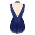 thumbnail image 3 of LiiYii Kids Girls Sparkle Rhinestone Mock Neck Sleeveless Tassel Fringe Skirted Bodysuit Latin Jazz Dance Leotard Navy Blue 16, 3 of 4
