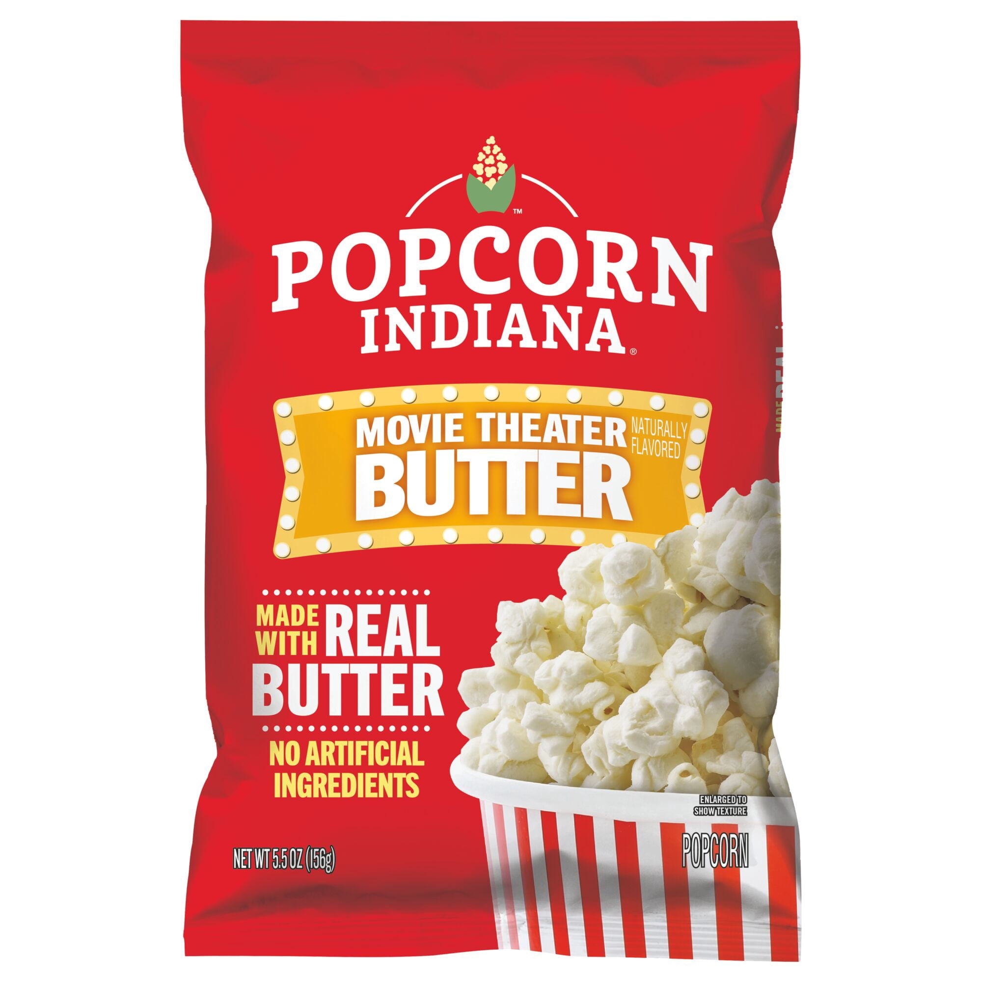 (4 pack) Popcorn Indiana Original Crispy Crunch Real Butter Movie Theater Pop Corn Value Size, 5.5 oz