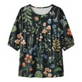 thumbnail image 5 of Women's 3/4 Sleeve Tops,floral Print Tshirts Tunic Tops Crew Neck Loose Casual Blouses Loose Fit Basic Tees Blouses Round Neck Loose Blouse Work Top Elbow Sleeve Tops Women,Green4,M, 5 of 5