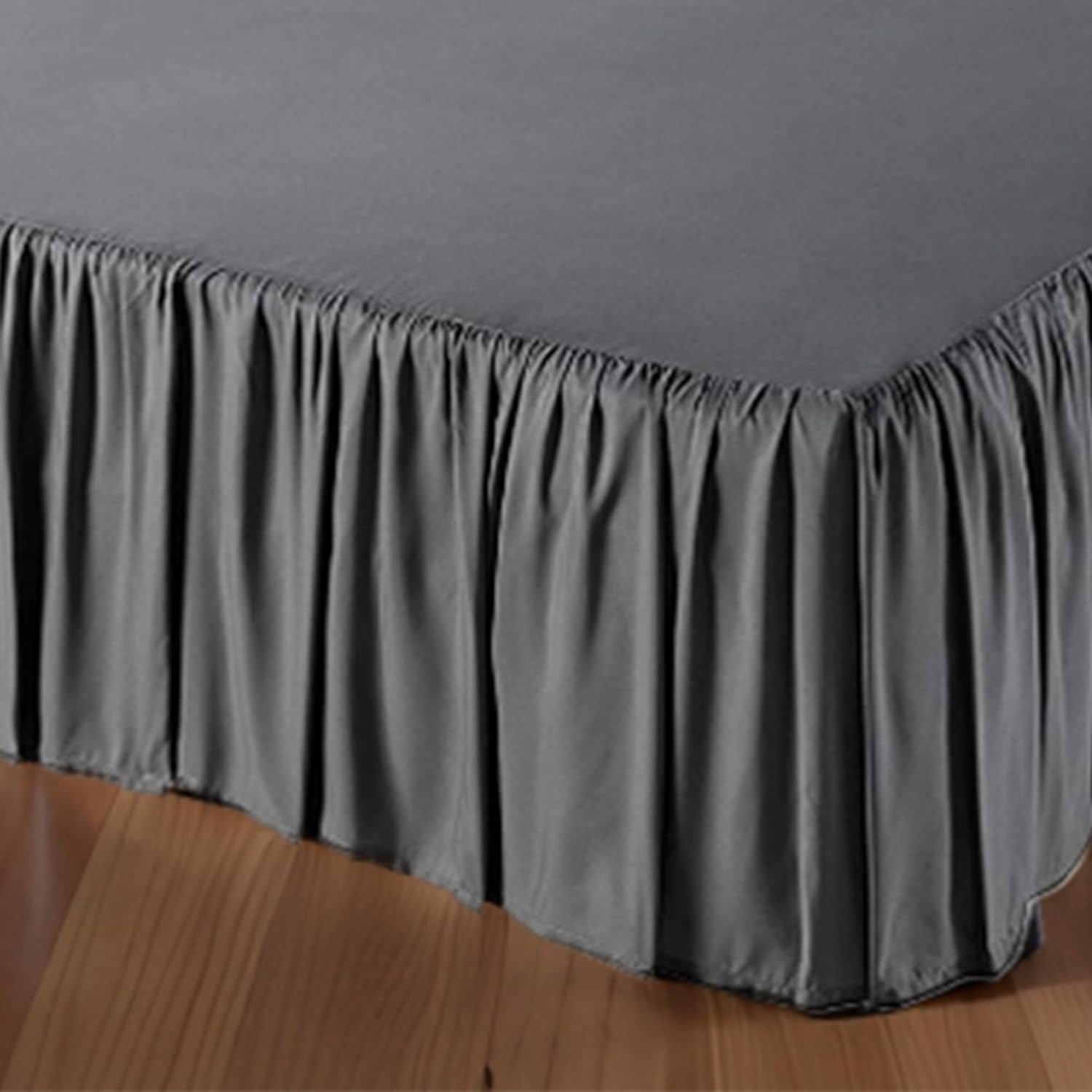 Ruffled Bed Skirt, Lightweight Dust Ruffle Bed Skirts with Platform, Multiple Sizes Soft Bed Skirt for Bedroom,Hotel (Dark Grey, King（76x80 in） 14")