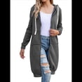 thumbnail image 1 of Sudadera con Capucha y Cremallera para Mujer, Chaqueta Informal de Larga para Otoño, Chaquetas Largas de Otoño con Bolsillos, Túnica Gris Oscuro M, 1 of 9