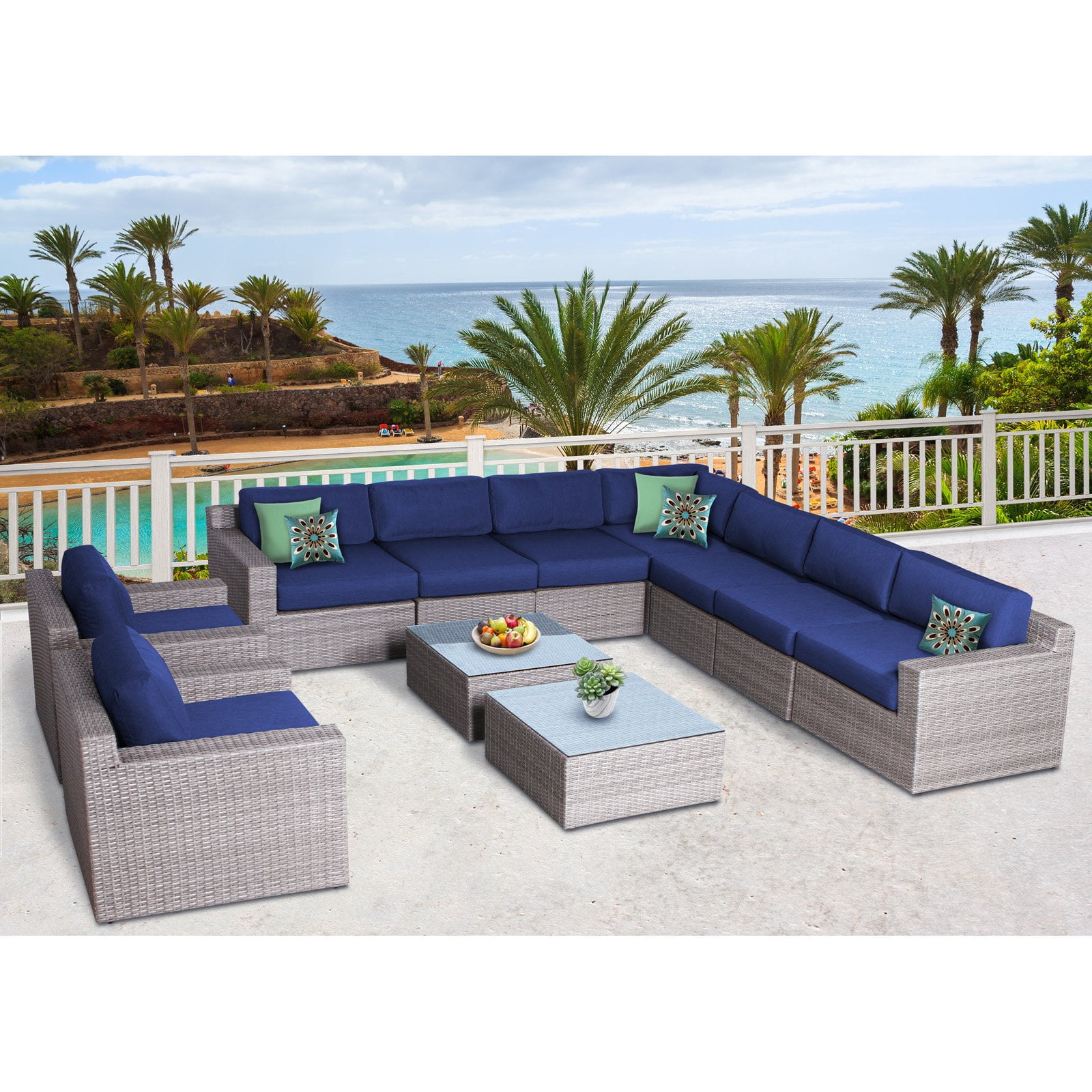 Sunhaven Vadella Wicker 11 Piece Patio Conversation Set
