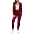 thumbnail image 2 of Biekopu Women Fall 2 Piece Tracksuits Solid Color Zipper Hoodie Sweatshirt and Sweatpants for Activewear Workout Outfits Set, 2 of 9