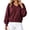 Wine, variant on Hurxie Womens V Neck Cropped Sweatshirt Casual Pullover Tops Cropped Length with Chest Pocket Drop Shoulder Casual Fall Style Black,L