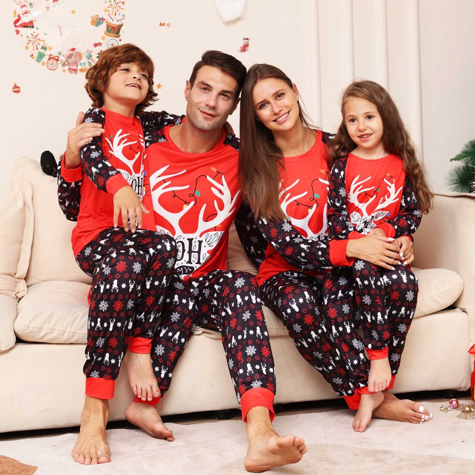 RKSTN Christmas Pajamas for Family Fashion Long Sleeves Tops and