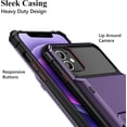 thumbnail image 4 of for iPhone 12 Mini Case Wallet Cover with Screen Protector 4-Card Credit Card Holder ID Slot Scratch Resistant Protective Hard Shell Rugged TPU Bumper Armor Case for iPhone 12 Mini GreyPurple, 4 of 14