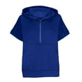 thumbnail image 4 of WCMZJ Summer Half Zip Hoodies for Women Hooded T Shirts Short Sleeve V Neck Casual Loose Sweatshirts Pullover Tops with Pockets Blue M, 4 of 6