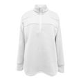 thumbnail image 5 of Dazajoo Womens Solid Half Zip Mock Neck Sports Sweatshirt Oversized Long Sleeve Pullover Tops with Thumb Holes,White,XL, 5 of 10