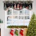 thumbnail image 3 of Christmas Tree Gnomes Tie Up Valances Curtain, Winter Snowflake Eucalyptus Leaves Black Adjustable Rod Pocket Short Window Treatment Tie Up Curtains Valances for Kitchen Living Room Bathroom 54x18 In, 3 of 9