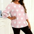 thumbnail image 4 of purcolt Womens Heart Print Oversized Tops Plus Size 3/4 Sleeve Crew Neck Graphic Tees Casual Loose Fit T Shirts, 4 of 7