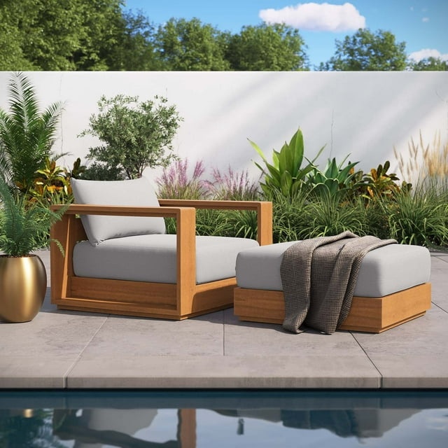 Modway Ottomane Tahoe 2 Mobilier de Patio, Gris Pâle