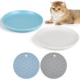 thumbnail image 1 of Cuencos de cerámica para gatos, 2 paquetes, platos de alimentación para gatos sin estrés con 2 alfombrillas antideslizantes, plato de comida para gatos ancho y poco profundo para aliviar la fatiga de, 1 of 7