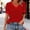 Red, variant on NTACZA V Neck Women Summer Tops Striped Short Sleeve T-Shirt Loose Basic Pullover Shirts for Women Trendy L