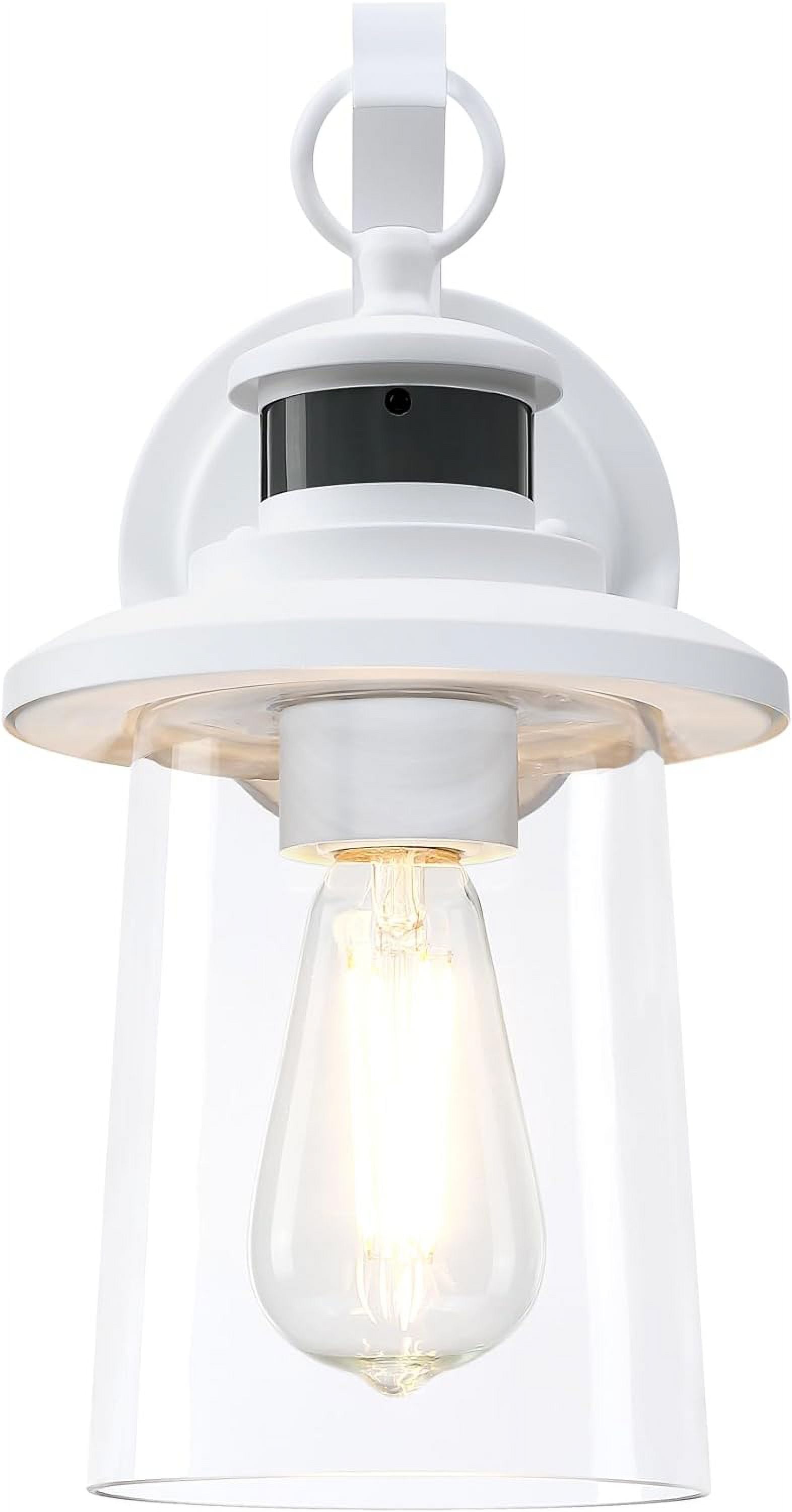 Revtronic Motion Sensor Outdoor Wall Lantern, Modern Dusk to Dawn Porch Wall Lighting Sconce, Matte White