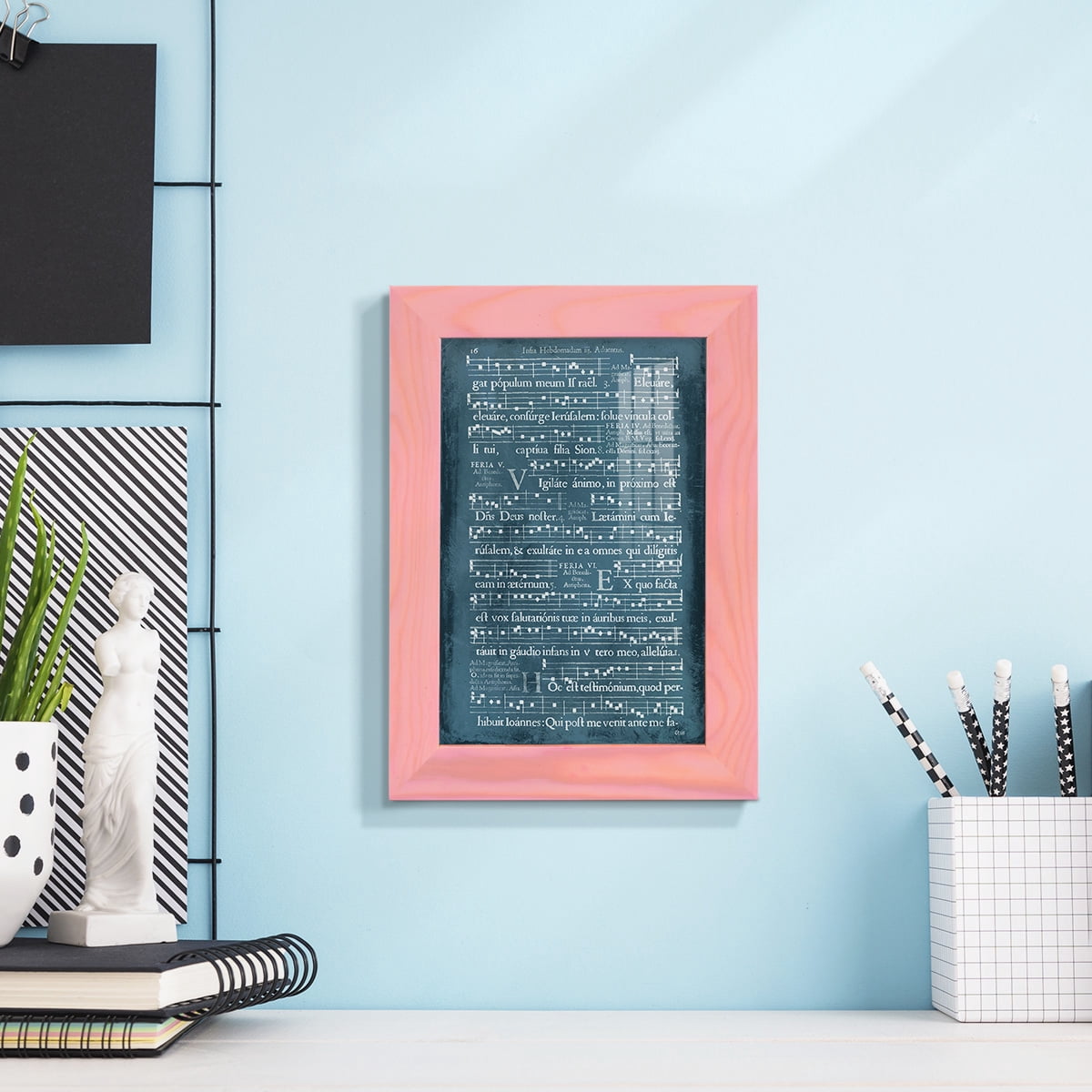Graphic Songbook I -Framed Print w/glass-Sunset Pink