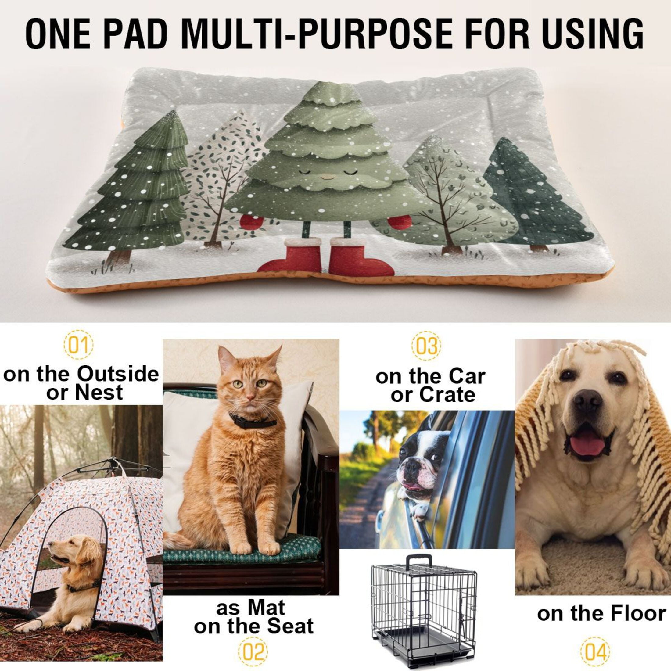 Cozy Mat Pet Bed Indoor Outdoor Warm Soft For Cat Dog Puppy(S/M) Wearing Red Shoes