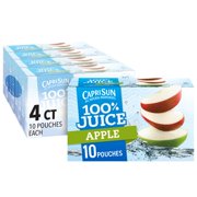 2 Pack-Capri Sun 100% Apple Juice For Kids Lunch (40 Ct Pack, 4 Boxes Of 10 Pouches) Packaing may vary