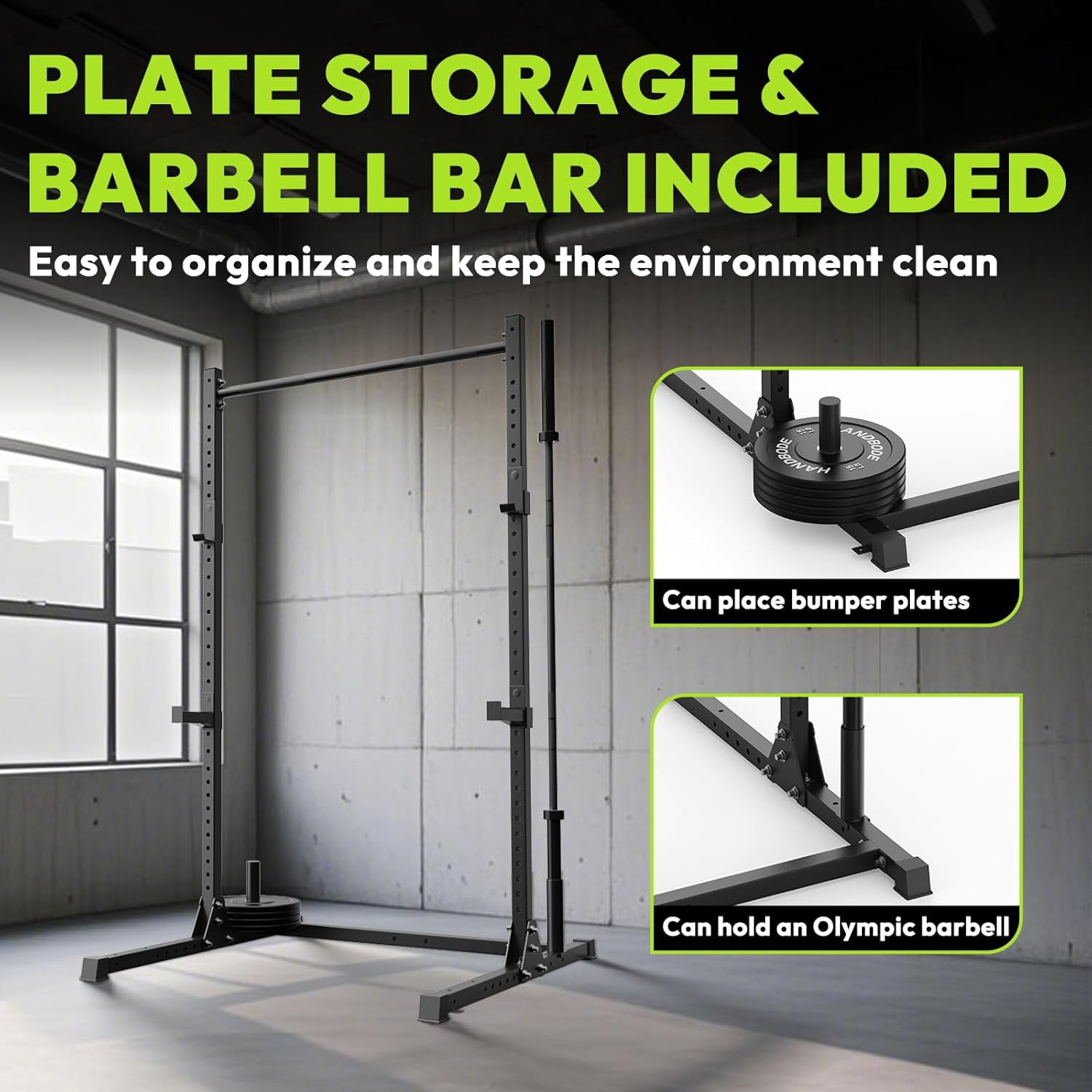 HANDBODE Power Rack with Pull Up Bar, Multi-Functional Power Cage for Home Gym, Heavy Capacity Adjustable Squat Rack Fit 6 FT, 7 FT Barbell, Weightlifting, Strength Training, Bench Press