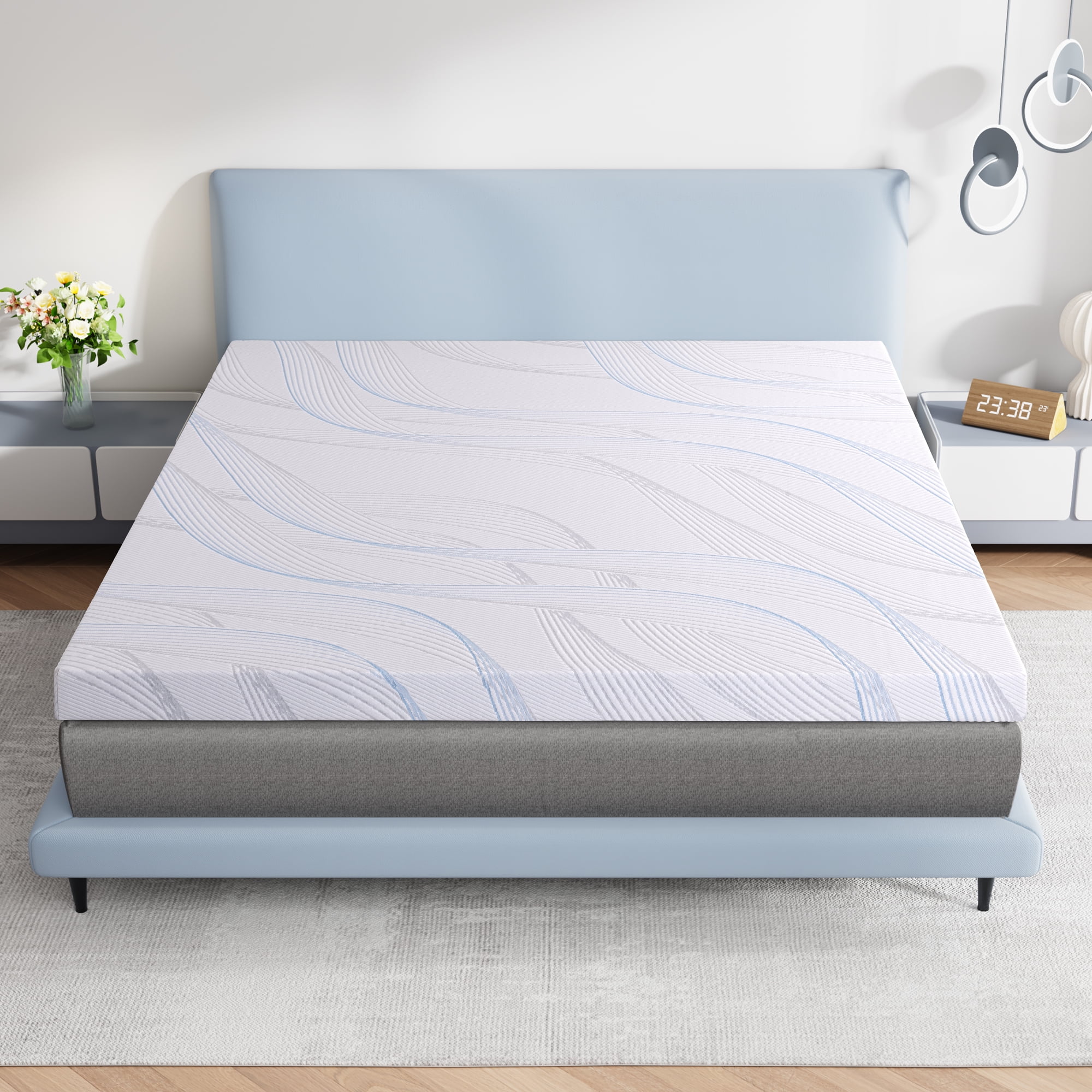Telino 3 inch Full Mattress Topper, Memory Foam Mattress Topper with ...