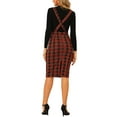 thumbnail image 3 of INSPIRE CHIC Women's Halloween Costume Plaid Shiny High Waist Pencil Midi Suspender Skirt Red L, 3 of 6