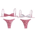 thumbnail image 2 of Women's Boho Bikini Sets Cheetah Gingham Bathing Suit Cute Hot Triangle String Thong Swimsuit, 2 of 8