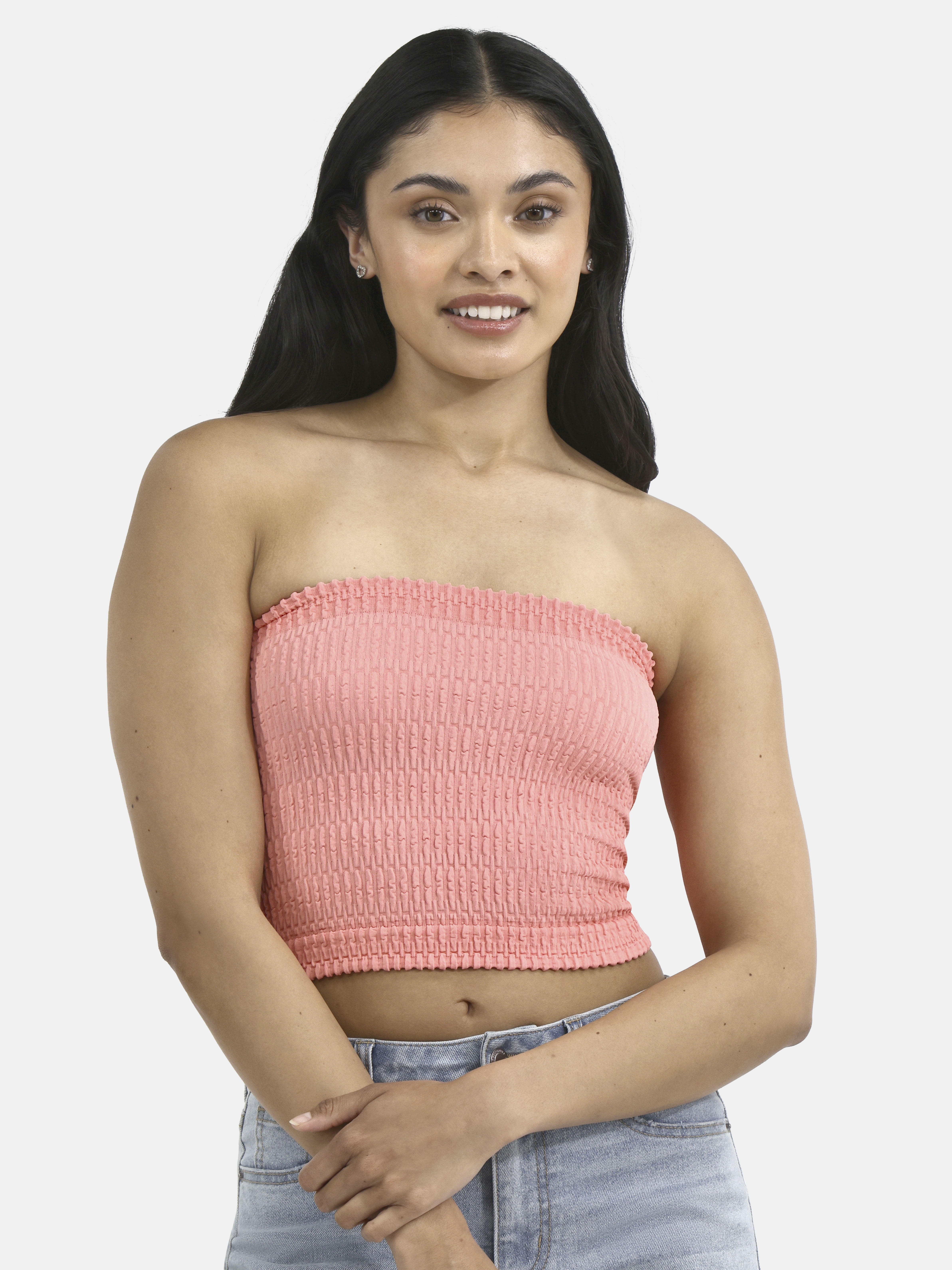 No Boundaries Seamless Textured Tube Top, Women's Cropped