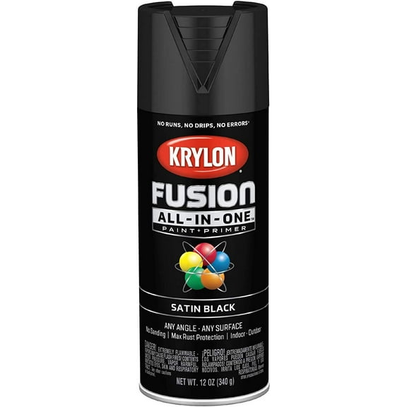 Krylon K02732007 Fusion Black Satin 12 oz Spray Paint, 6 Pieces