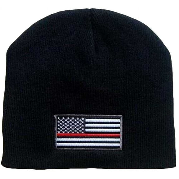 Thin Red Line Knit Hat Cuff Watch Cap Beanie Firefigher Support US American Flag