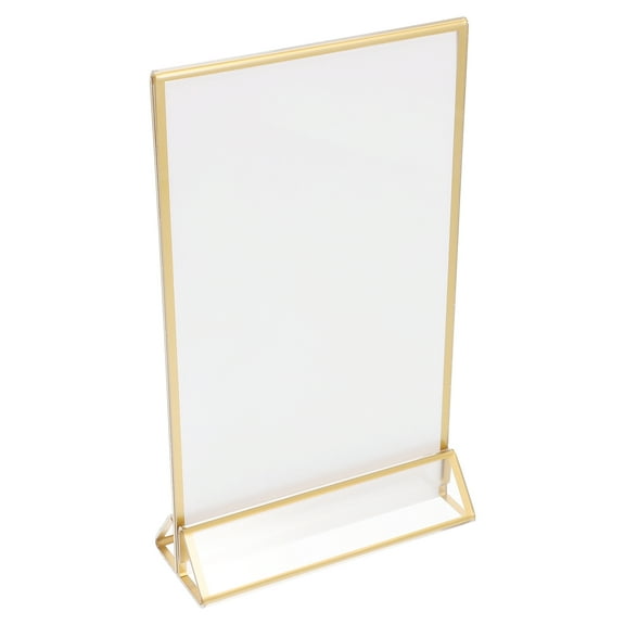 Hemoton Gold Trim Table Number Holder Sign Clear Acrylic Double Sided Menu  Photo Picture Stands Place Card Display Sign For Wedding Events