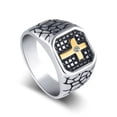 thumbnail image 2 of QQTDFG Cross Signet Ring for Men Stainless Steel Christian Holy Religious Jewelry Gift-Silver Gold-11, 2 of 9