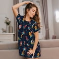 thumbnail image 3 of Xecao Spaceships and Stars for Women's Loose Nightgown Sleepwear Short Sleeves Shirt Casual Print Sleepdress, 3 of 6