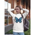 thumbnail image 2 of Cute Blue Butterfly. Sweatshirt Women -GoatDeals Designs, Female 3X-Large, 2 of 4