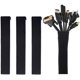 thumbnail image 1 of Paquete de 4 fundas para gestión de cables, sistema organizador de cables de 50 x 11 cm con cremallera para TV, computadora, oficina, entretenimiento en el hogar, funda flexible para cables, sistema, 1 of 6